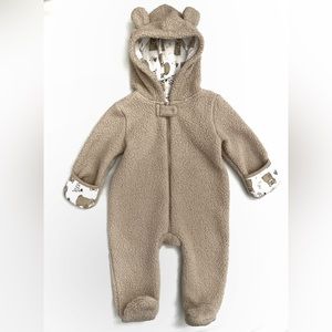Sherpa footed jumpsuit with bear ears size 3-6 months